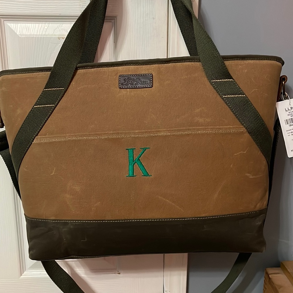 LL bean waxed canvas tote bag
